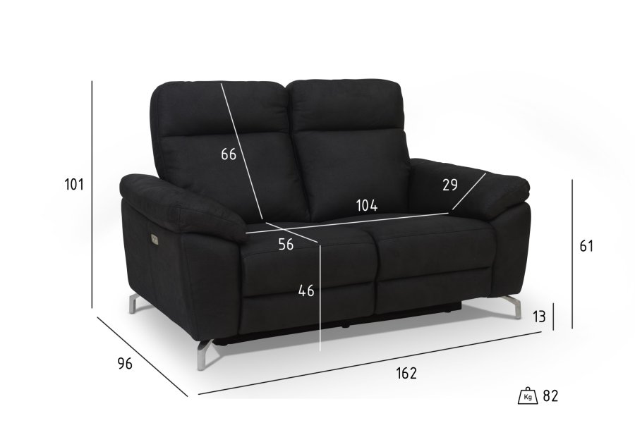 Selesta 2 pers. sofa - sort stof