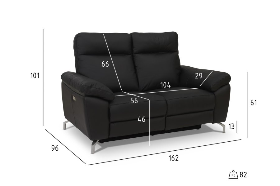 Selesta 2 pers. sofa - sort lder