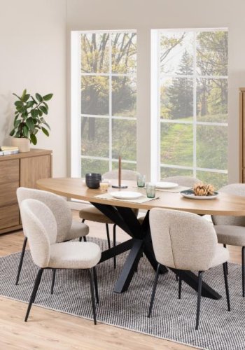 ACT NORDIC Patricia spisebordsstol - beige stof og sort stl