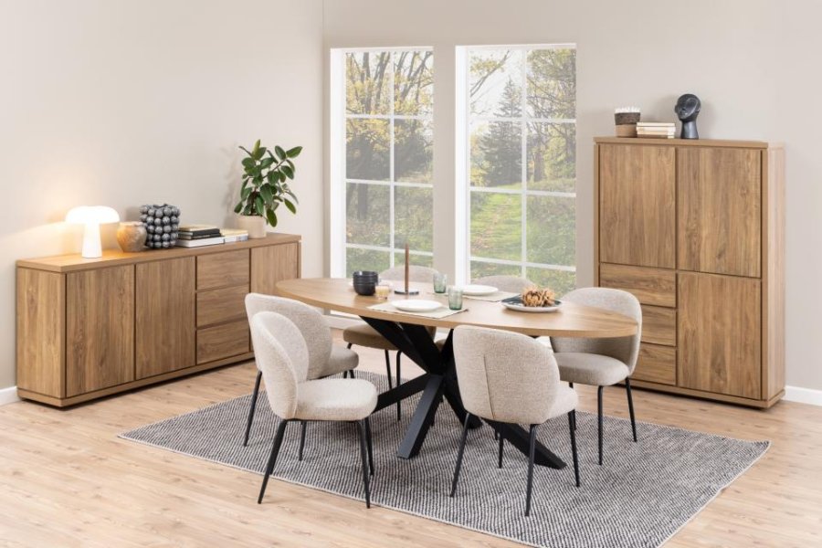 ACT NORDIC Patricia spisebordsstol - beige stof og sort stl