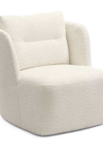 Elliot lounge drejestol, m. armln - elfenben polyester stof