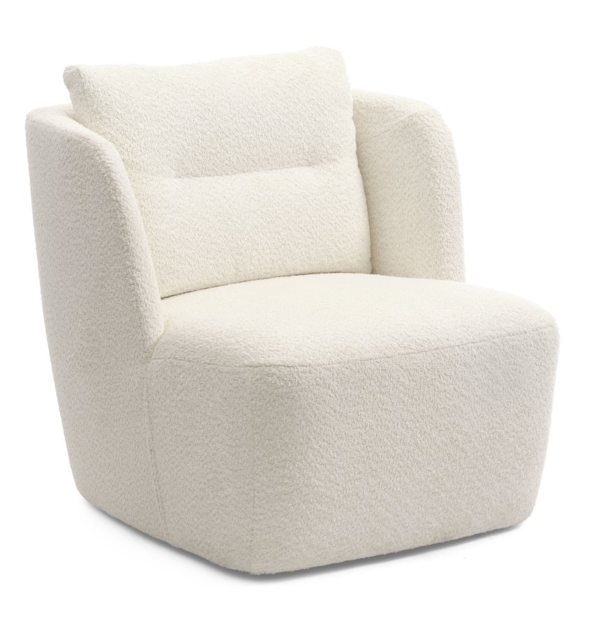 Elliot lounge drejestol, m. armln - elfenben polyester stof