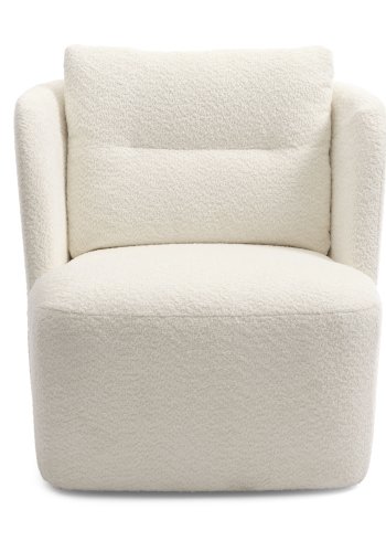 Elliot lounge drejestol, m. armln - elfenben polyester stof