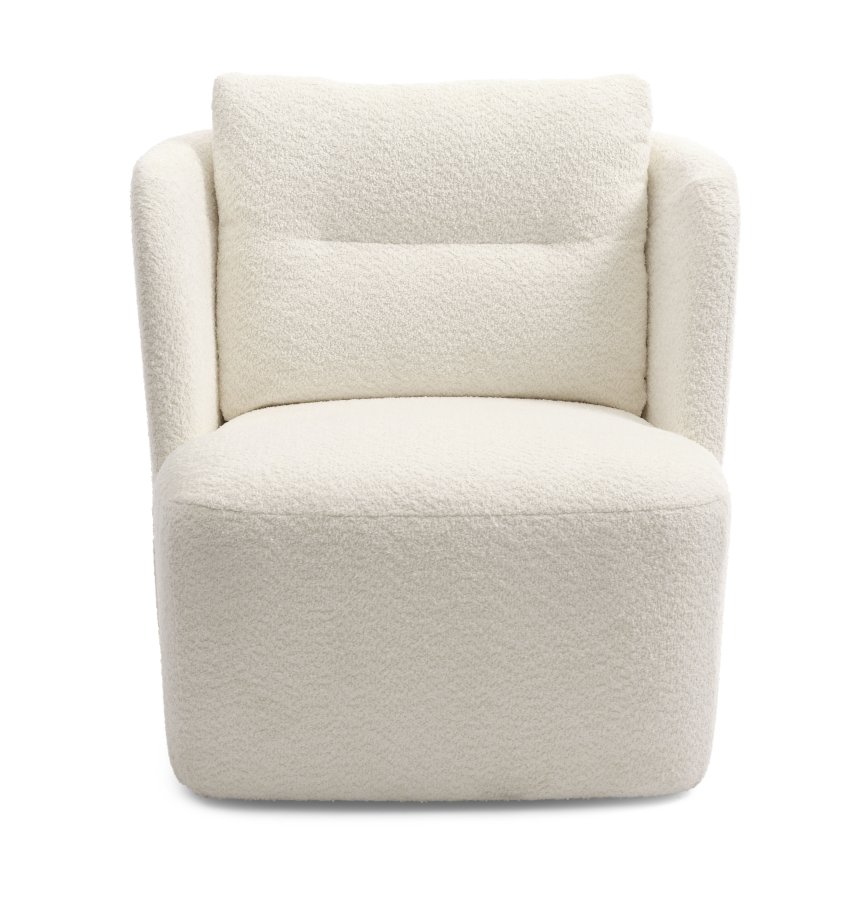 Elliot lounge drejestol, m. armln - elfenben polyester stof