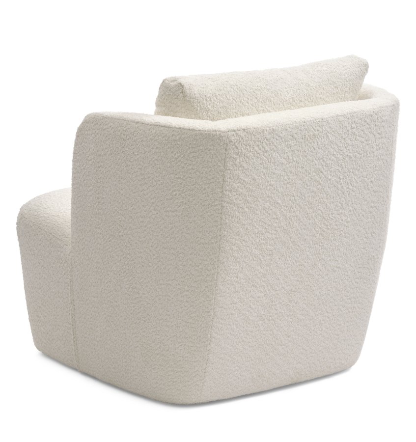 Elliot lounge drejestol, m. armln - elfenben polyester stof