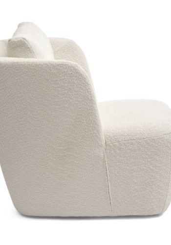 Elliot lounge drejestol, m. armln - elfenben polyester stof