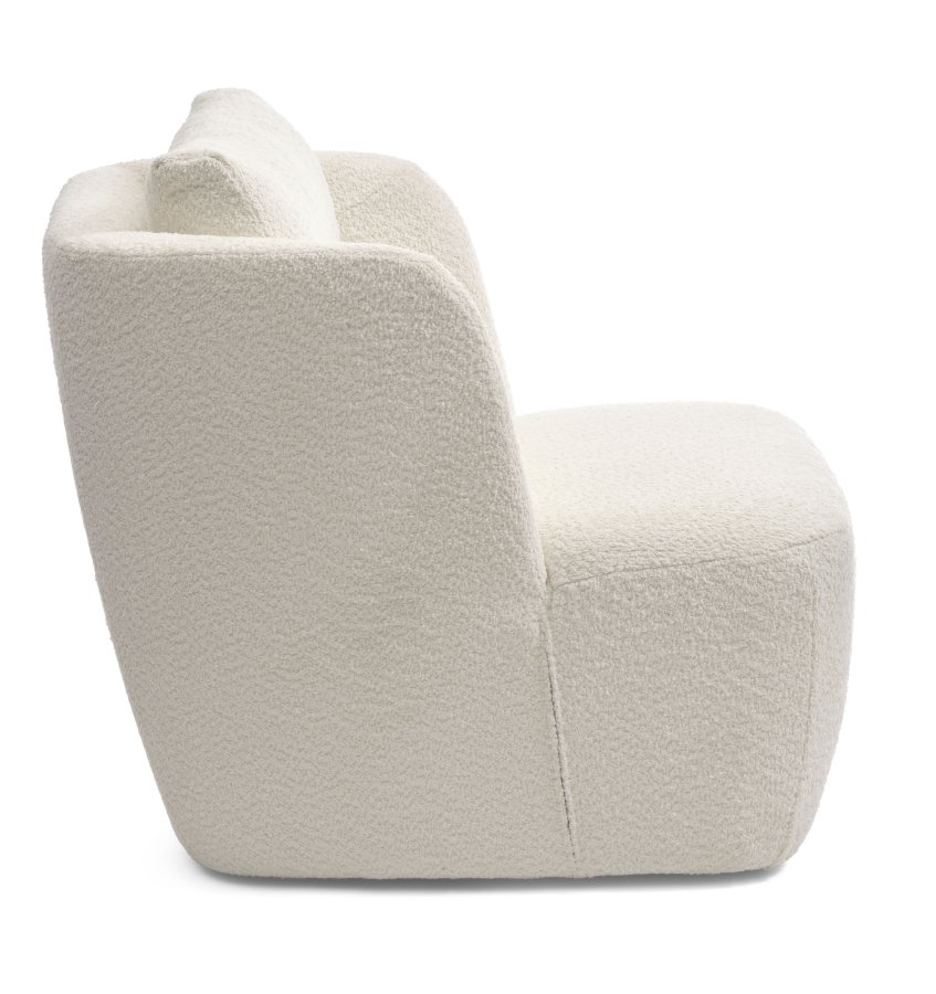 Elliot lounge drejestol, m. armln - elfenben polyester stof