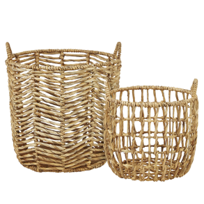 VILLA COLLECTION Toerv kurv, m. hank, rund - natur vandhyacint (st af 2)