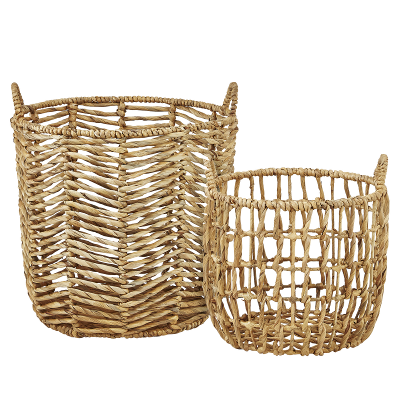 VILLA COLLECTION Toerv kurv, m. hank, rund - natur vandhyacint (st af 2)