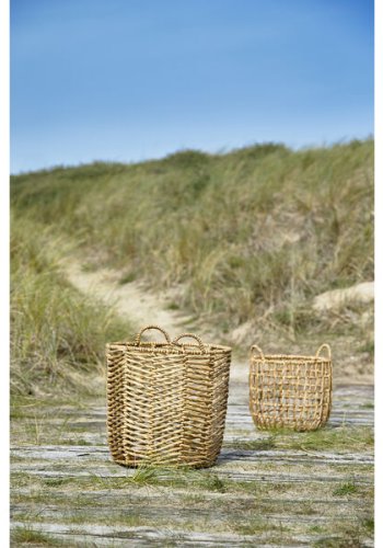 VILLA COLLECTION Toerv kurv, m. hank, rund - natur vandhyacint (st af 2)