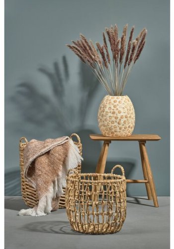 VILLA COLLECTION Toerv kurv, m. hank, rund - natur vandhyacint (st af 2)