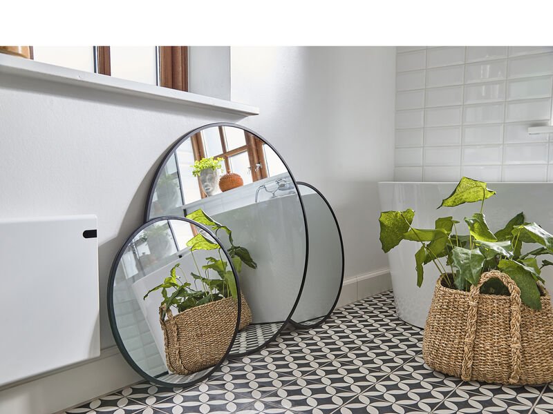 VILLA COLLECTION Vardo vgspejl, rund - spejlglas og sort jern (80)