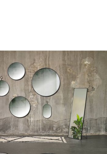 VILLA COLLECTION Vardo vgspejl, rund - spejlglas og sort jern (80)