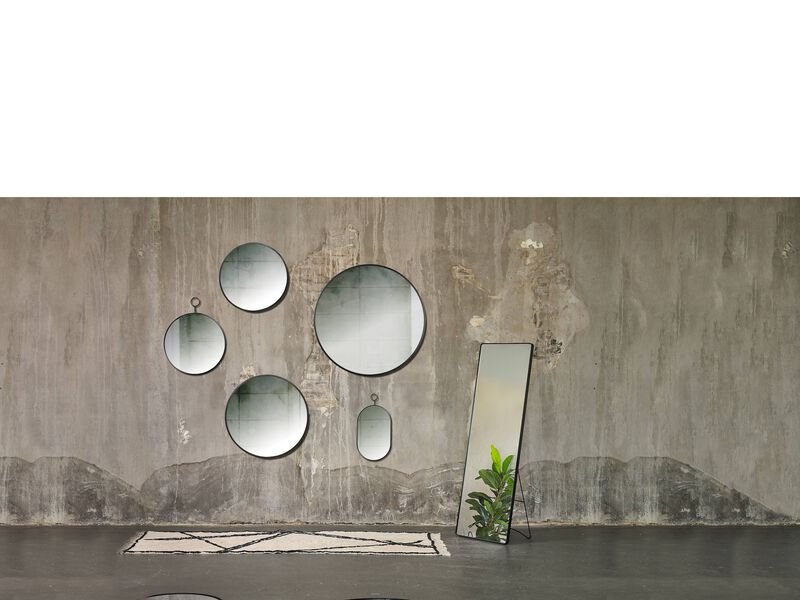 VILLA COLLECTION Vardo vgspejl, rund - spejlglas og sort jern (80)