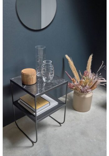 VILLA COLLECTION Vardo vgspejl, rund - spejlglas og sort jern (80)