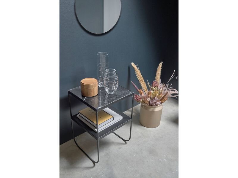 VILLA COLLECTION Vardo vgspejl, rund - spejlglas og sort jern (80)