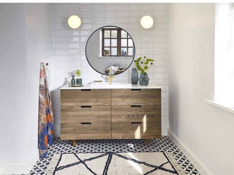 VILLA COLLECTION Vardo vgspejl, rund - spejlglas og sort jern (80)