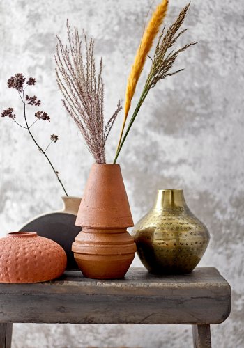 BLOOMINGVILLE Nezha Deko Vase, Sort, Terrakotta, st af 3