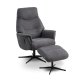 Villads lnestol, m. armln og vippefunktion, inkl. fodskammel - antracitgr polyester og sort metal