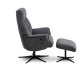 Villads lnestol, m. armln og vippefunktion, inkl. fodskammel - antracitgr polyester og sort metal