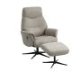 Villads lnestol, m. armln og vippefunktion, inkl. fodskammel - stone polyester og sort metal