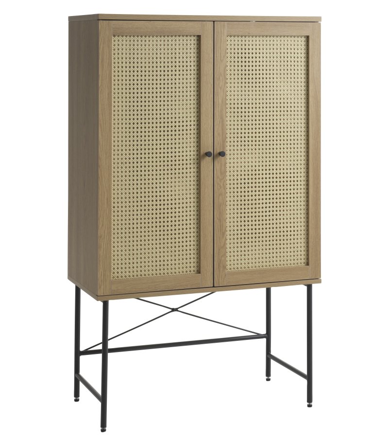 Pensacola skab, m. 2 lger og 2 hylder - natur eg melamin og polyrattan