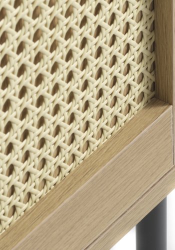 Pensacola skab, m. 2 lger og 2 hylder - natur polyrattan/eg melamin og sort metal