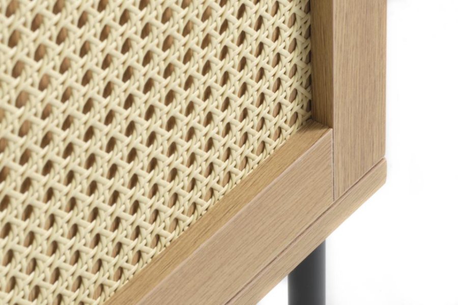 Pensacola skab, m. 2 lger og 2 hylder - natur eg melamin og polyrattan