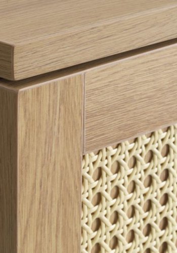 Pensacola skab, m. 2 lger og 2 hylder - natur eg melamin og polyrattan