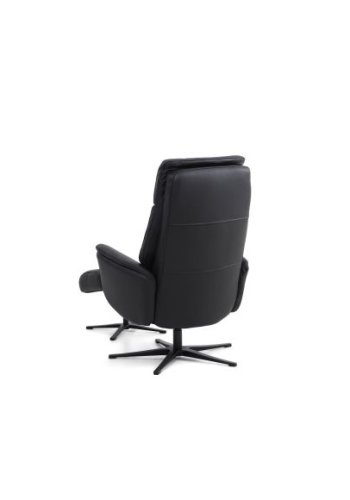 Malthe lnestol, m. fodskammel, vippefunktion, armln - sort semianilin lder og sort metal