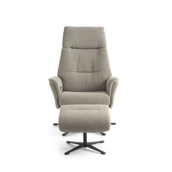 Malthe lnestol, m. fodskammel, vippefunktion, armln - mushroom stof og sort metal