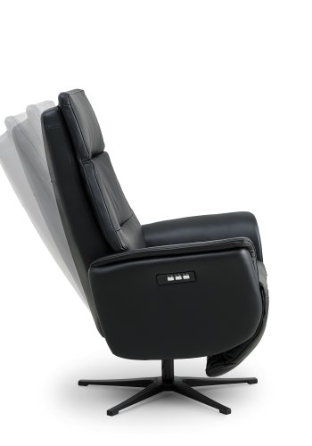 Malthe recliner stol, m. 3 motorer, armln, vippefunktion, fodskammel - sort semianilin lder/metal