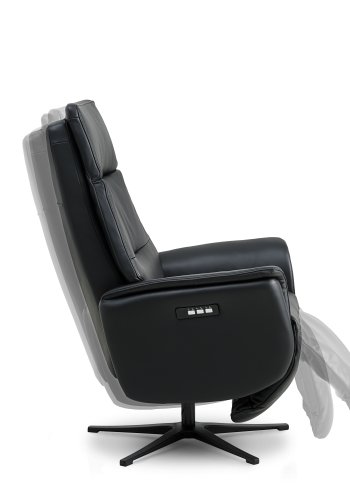 Malthe recliner stol, m. 3 motorer, armln, vippefunktion, fodskammel - sort semianilin lder/metal