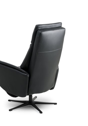 Malthe recliner stol, m. 3 motorer, armln, vippefunktion, fodskammel - sort semianilin lder/metal