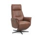 Malthe recliner stol, 3 motorer, armln, vippefunktion, fodskammel - cognac semianilin lder/metal