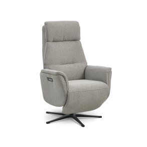 Malthe recliner stol, m. 3 motorer, armln, vippefunktion, fodskammel - mushroom stof og sort metal
