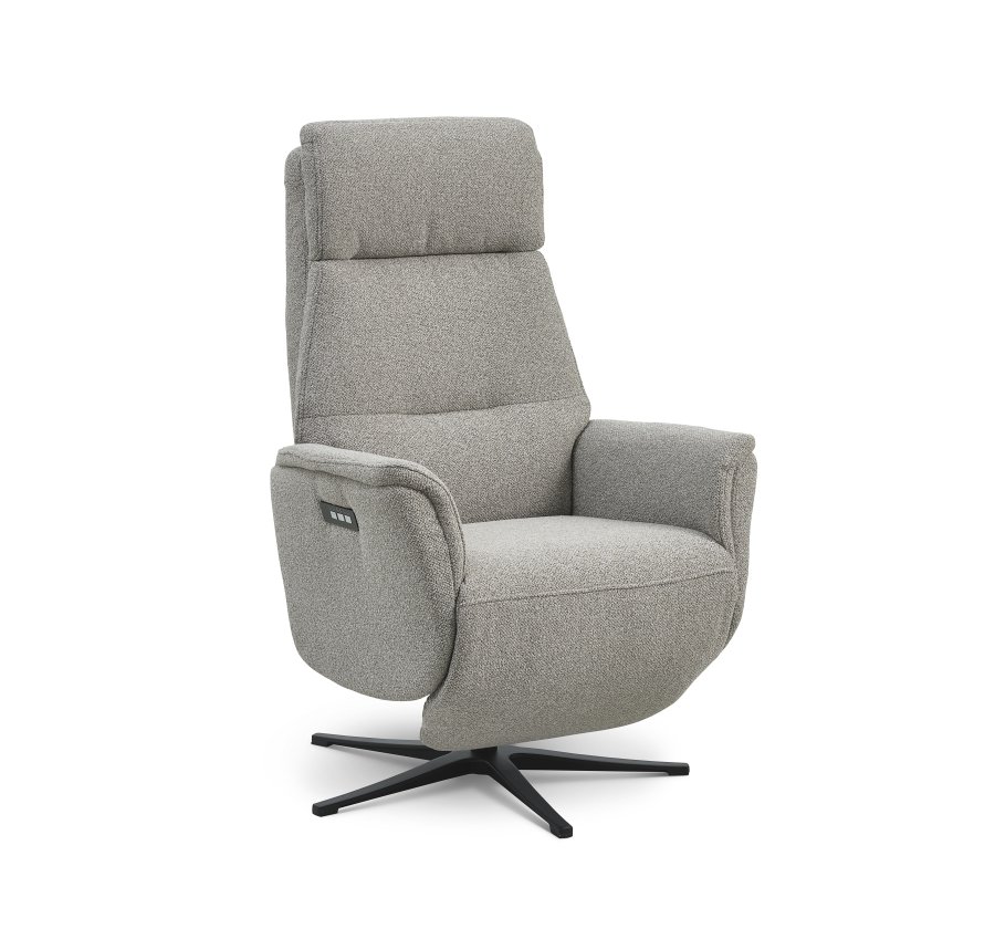 Malthe recliner stol, m. 3 motorer, armln, vippefunktion, fodskammel - mushroom stof og sort metal