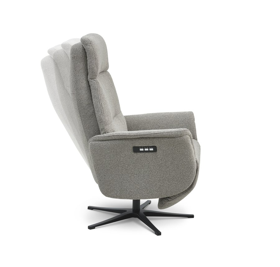 Malthe recliner stol, m. 3 motorer, armln, vippefunktion, fodskammel - mushroom stof og sort metal