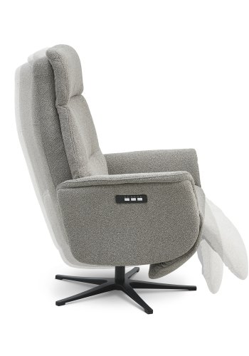 Malthe recliner stol, m. 3 motorer, armln, vippefunktion, fodskammel - mushroom stof og sort metal