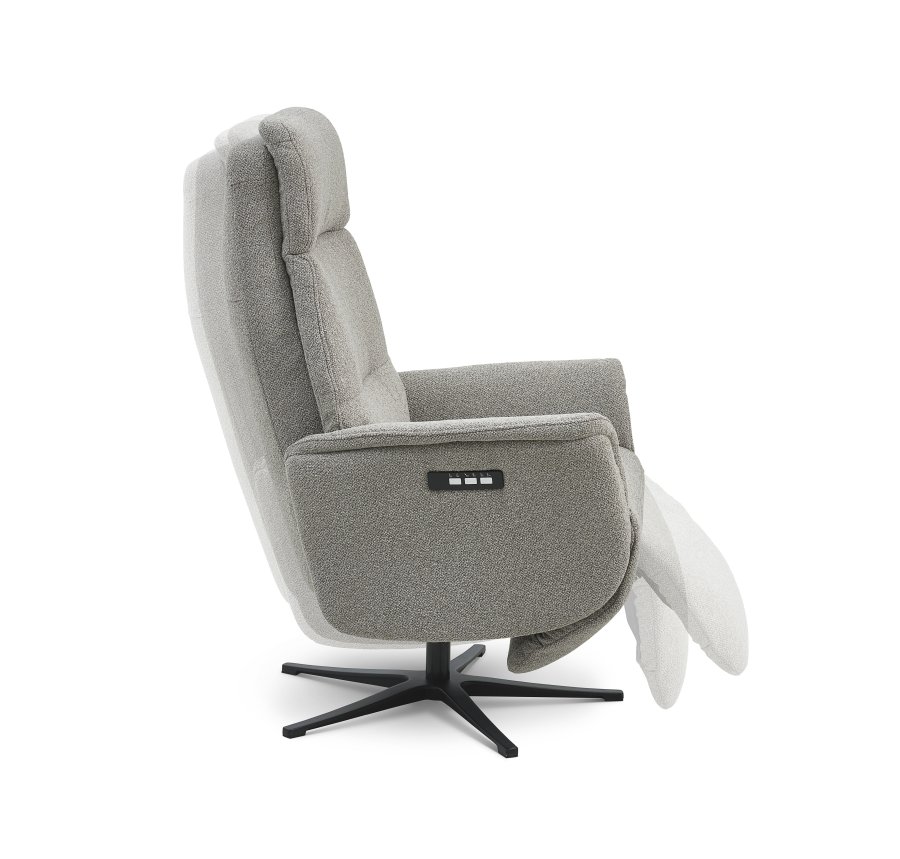Malthe recliner stol, m. 3 motorer, armln, vippefunktion, fodskammel - mushroom stof og sort metal