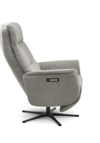 Malthe recliner stol, m. 3 motorer, armln, vippefunktion, fodskammel - mushroom stof og sort metal