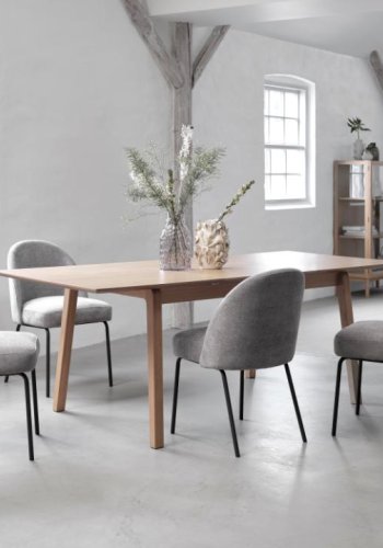 Creston spisebordsstol - gr chenille og sorte ben