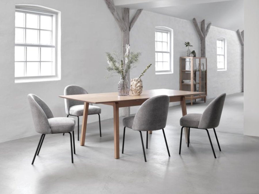 Creston spisebordsstol - gr chenille og sorte ben