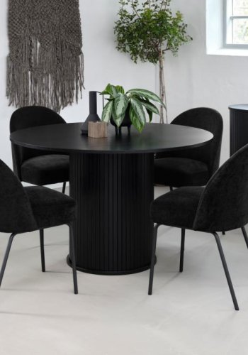 Creston spisebordsstol - nsten sort chenille og sorte ben