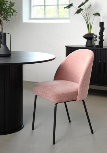 Creston spisebordsstol - rose chenille og sorte ben