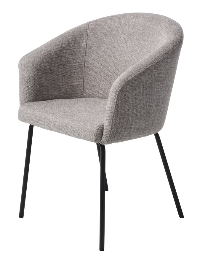 Easton spisebordsstol, m. armln - lysegr stof og sorte ben