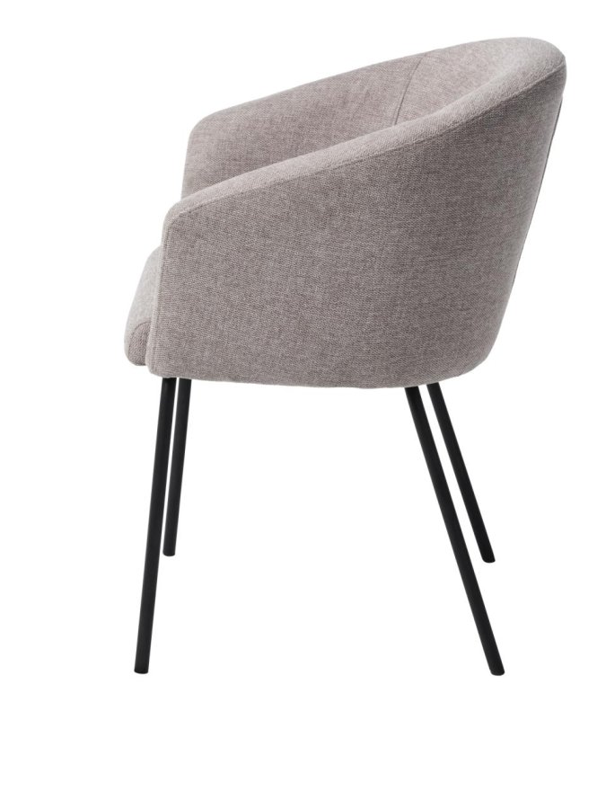 Easton spisebordsstol, m. armln - lysegr stof og sorte ben