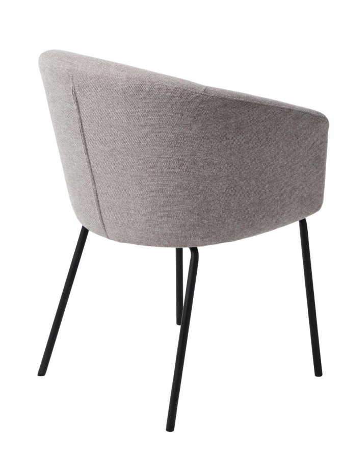 Easton spisebordsstol, m. armln - lysegr stof og sorte ben