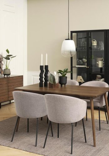 Easton spisebordsstol, m. armln - lysegr stof og sorte ben