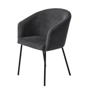 Easton spisebordsstol, m. armln - mrkegr stof og sorte ben